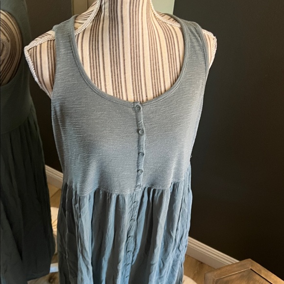 🛑 1 hour sale. New, Frye, Sage Green Button Front Sleeveless Dress w/Pockets L - Picture 3 of 9